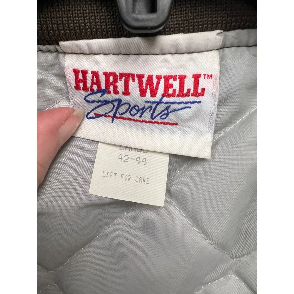 Hartwell Sports Varsity Bomber Jacket Mens Large Brown Yellow FJ-643 USA Vintage
